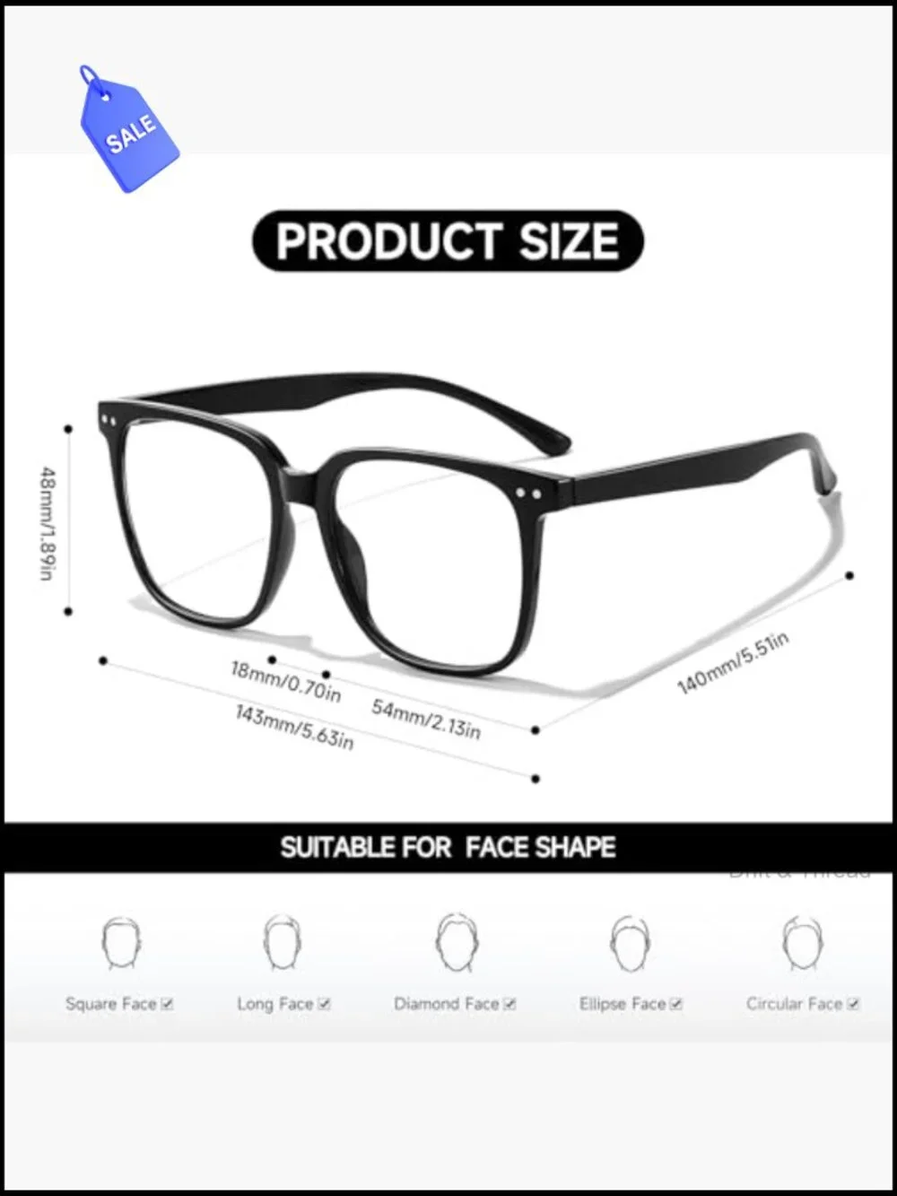 Oversized Square Blue Light Blocking Glasses for Women Men Anti Glare Computer